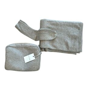 Sofia Cashmere Sock and Wrap travel set 100% Cashmere Heather brown